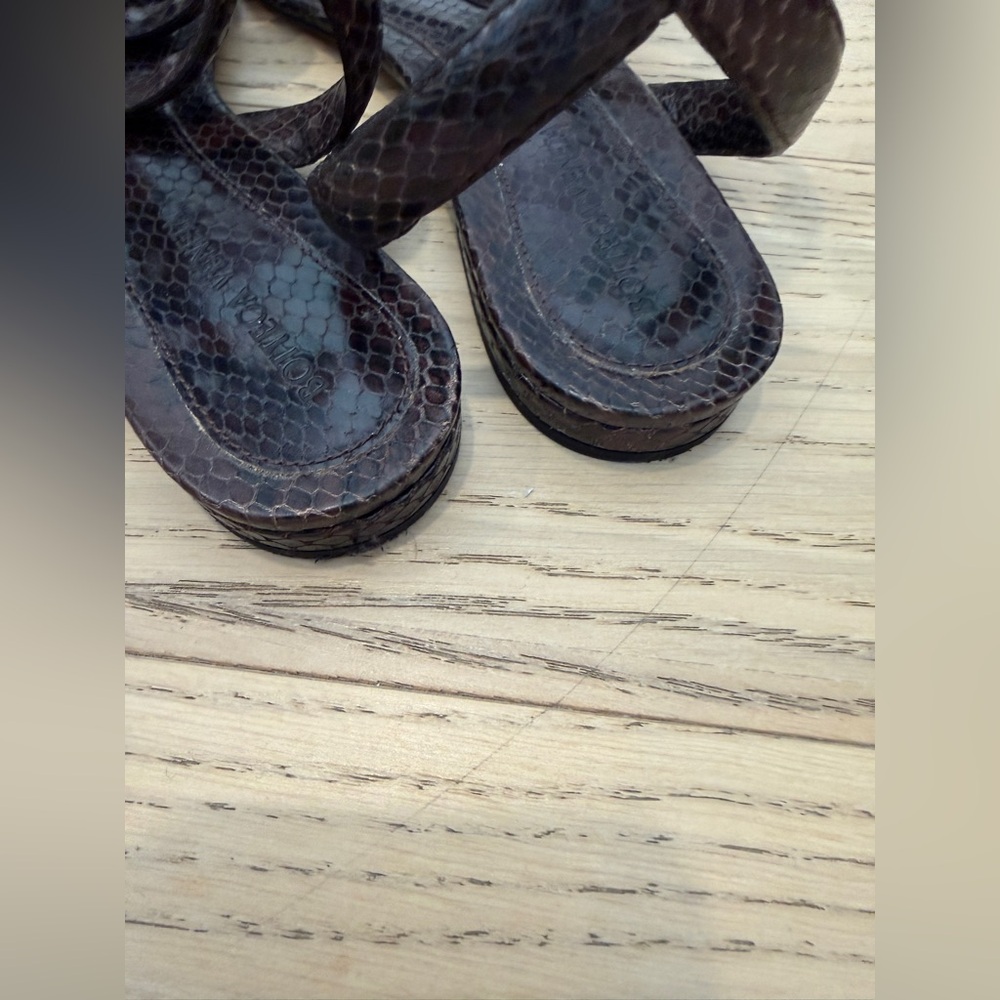 Bottega Python Embossed Leather Sandals - image 7